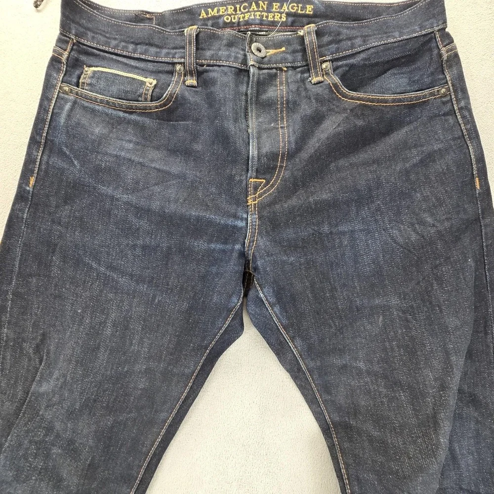 American Eagle‎ Jeans Mens 32x32 Blue Selvedge Slim Honeycomb Dark Wash